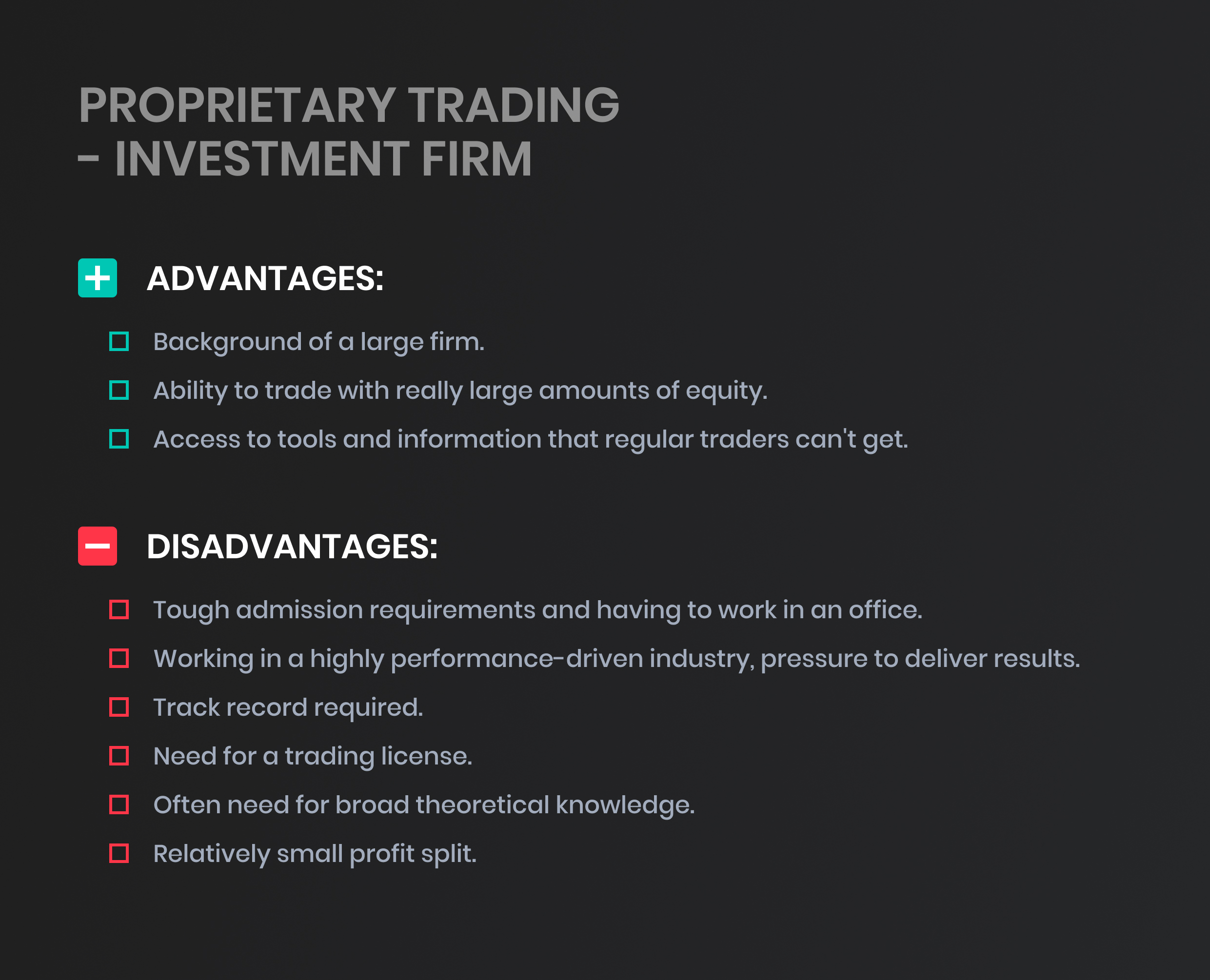 proprietary trading firm business plan